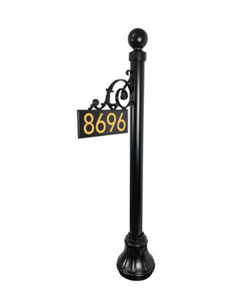 Renaissance at South Park Monroe Lot Address Marker ( (6' x 3" Round Post, 3" Americana Base, 3"Gold Vinyl Numbers)