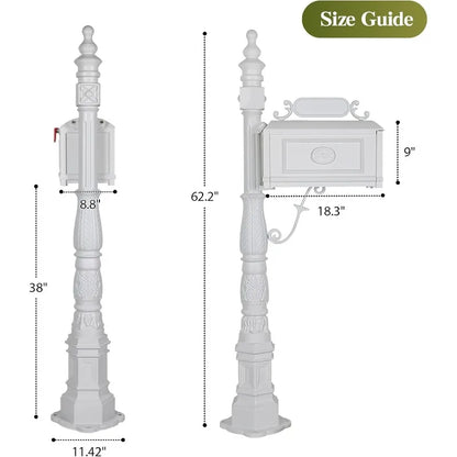 Polar Aurora Barcelona Decorative Post Mailbox Combination Stratford Heavy Duty Postal Mail Box Cast Aluminum(Black)