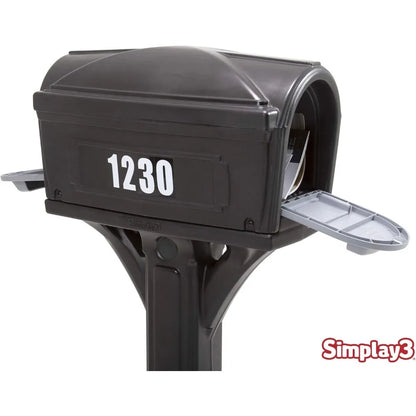 Simplay3 Polymer Post Mount Black Mailbox And Post