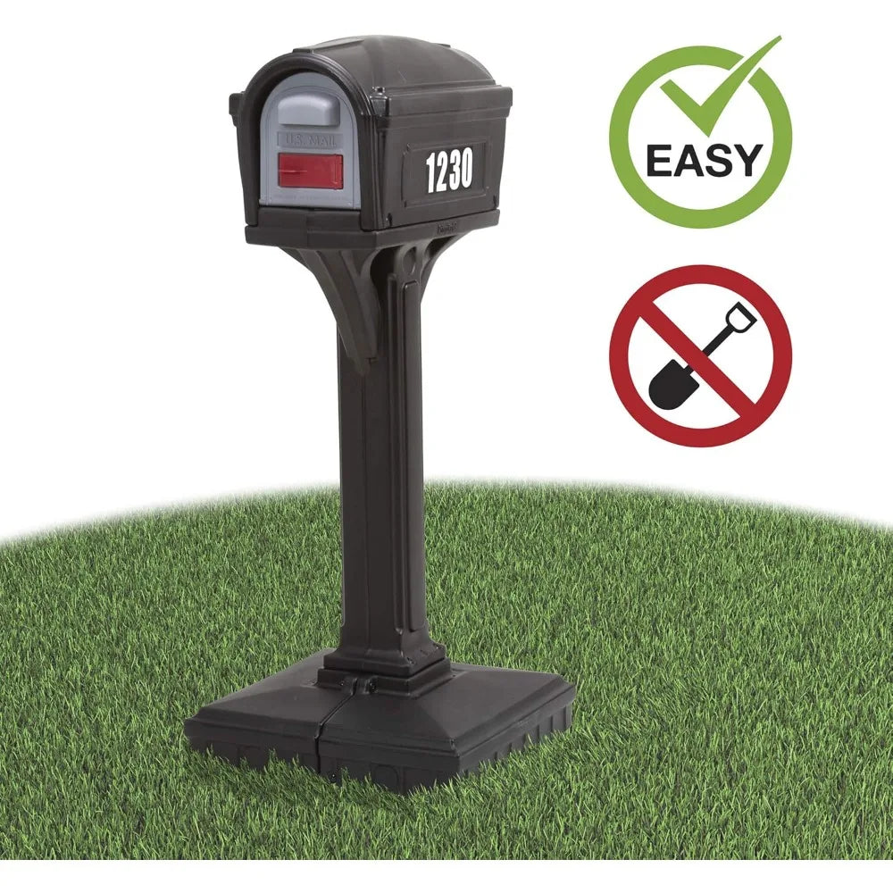 Simplay3 Polymer Post Mount Black Mailbox And Post