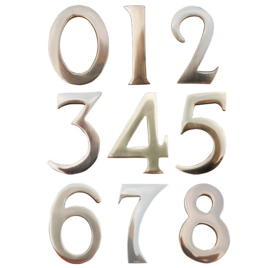 Brass Numbers with 3m Adhesive Backing (Peel & Stick)