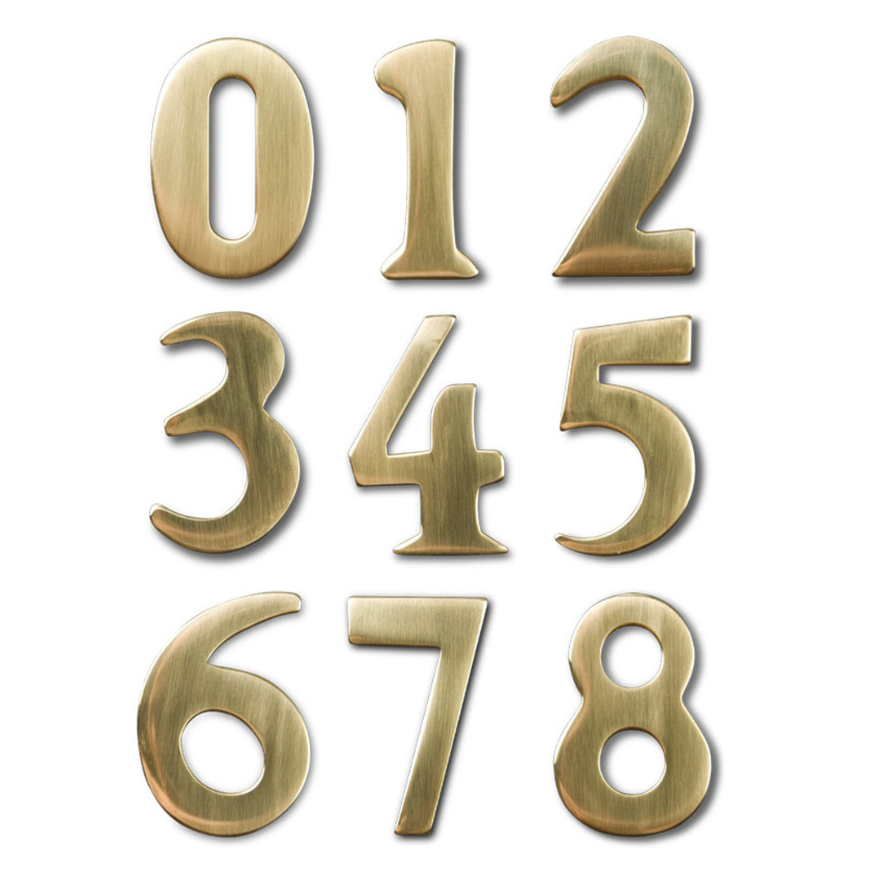 Brass Numbers with 3m Adhesive Backing (Peel & Stick)