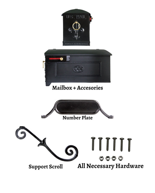 Estate Mailbox, Number Plate, & Scroll Bundle